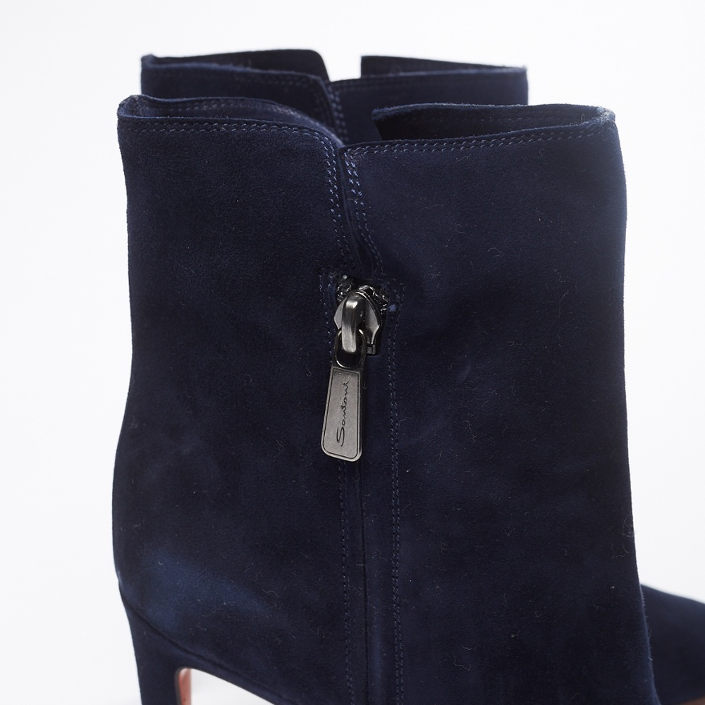 ❌ NWT Santoni Navy Blue Suede High Heel Boots - Picture 6 of 9